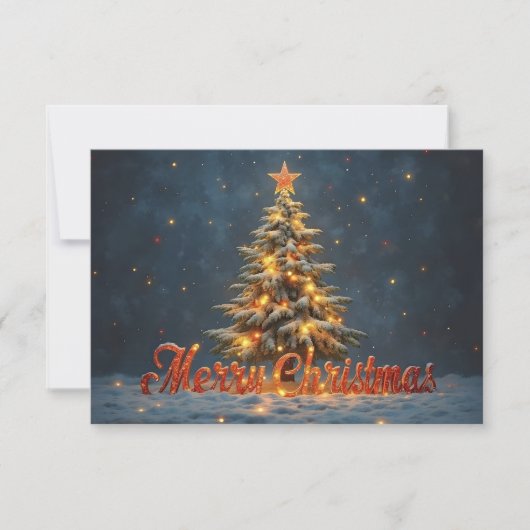 Weihnachtsbaum im Schnee mit warmen Lichtern (Vorderseite)