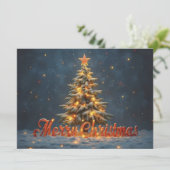 Weihnachtsbaum im Schnee mit warmen Lichtern (Stehend Vorderseite)