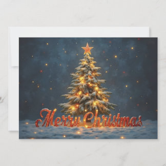 Weihnachtsbaum im Schnee mit warmen Lichtern