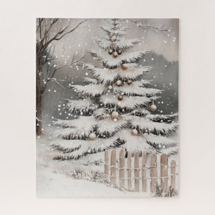 Weihnachtsbaum im Schnee Puzzle