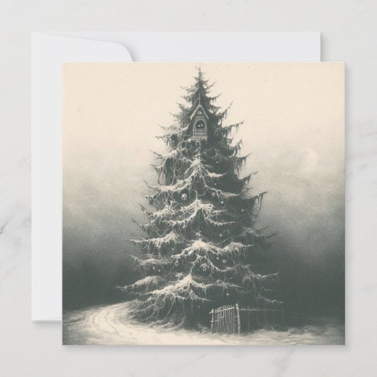 Weihnachtsbaum im Schnee und Intaglio Karte (Vorderseite)