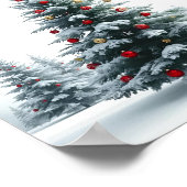 Weihnachtsbaum im Schnee Winter-Feiertagsplakat Poster (Ecke)