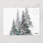 Weihnachtsbaum im schneebedeckten Wald als Feierta Postkarte (Rückseite)
