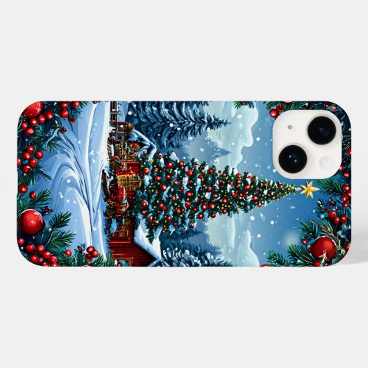 Weihnachtsbaum im Schneegebiet Case-Mate iPhone Hülle (Rückseite (Horizontal))