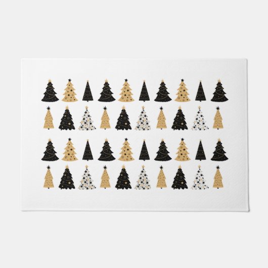 Weihnachtsbaum im Schwarz-Gold-Stil Fußmatte (Vorderseite)