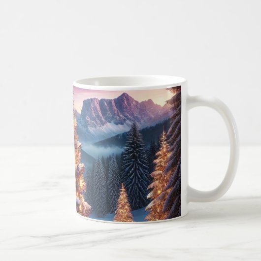 " Weihnachtsbaum im Snowy Mountain Wonderland Kaffeetasse (Rechts)