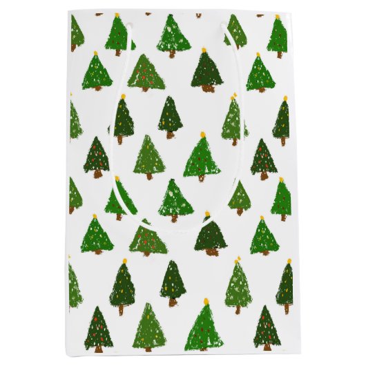 Weihnachtsbaum im Stil von Kinderzeichnungen Mittlere Geschenktüte (Vorderseite)