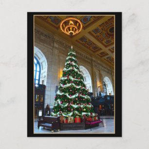 Weihnachtsbaum im Union-Bahnhof, Kansas City Misso Feiertagspostkarte