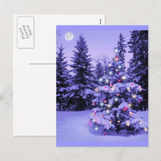 Weihnachtsbaum im Wald Feiertagspostkarte (Vorne/Hinten)
