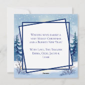 Weihnachtsbaum im Wasser im Gebirge Feiertagskarte (Rückseite)