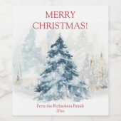 Weihnachtsbaum im Wasser Winterwunderland Weinetikett (Einzelnes Label)