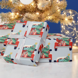 Weihnachtsbaum im Wasserfarbenzug präsentiert Kuns Geschenkpapier