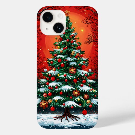 Weihnachtsbaum im Winter dekoriert Case-Mate iPhone Hülle (Rückseite)