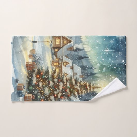 Weihnachtsbaum im Winterschnee Handtuch (Handtuch)