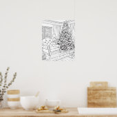 Weihnachtsbaum im Wohnzimmer Farbposter Poster (Küche)
