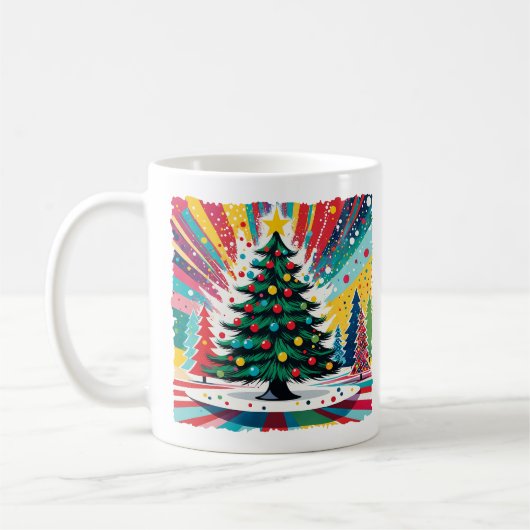 Weihnachtsbaum in abstrakter Kunst 39 - Fan Fun Kaffeetasse (Links)