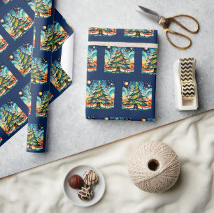 Weihnachtsbaum in abstrakter Kunst 3 - Fan Fun Geschenkpapier
