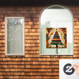 Weihnachtsbaum in abstrakter Kunst 44 - Fan Fun Fensteraufkleber