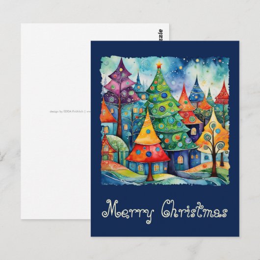 Weihnachtsbaum in abstrakter Kunst 8 - Fanspass Postkarte (Vorne/Hinten)