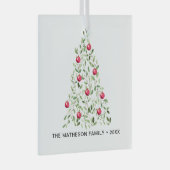 Weihnachtsbaum in Aquarellblättern Personalisiert Ornament Aus Glas (Vorderseite Rechts)