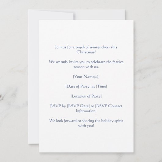 Weihnachtsbaum in Delft Blue anpassbar Einladung (Rückseite)