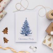Weihnachtsbaum in Delft Blue anpassbar Einladung