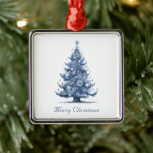Weihnachtsbaum in Delft Blue anpassbar Ornament Aus Metall