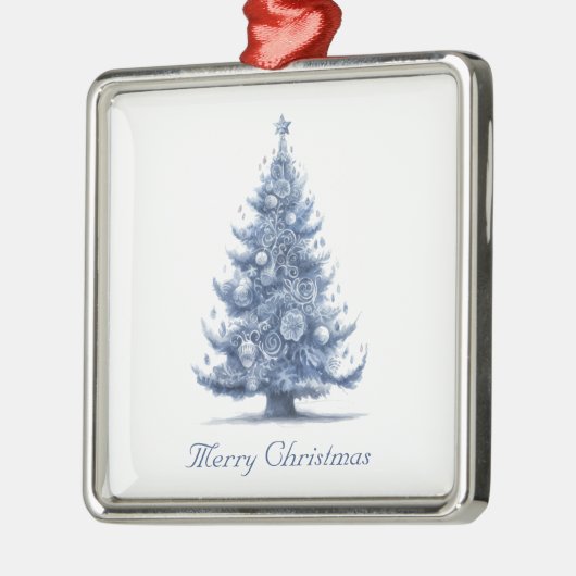 Weihnachtsbaum in Delft Blue anpassbar Ornament Aus Metall (Links)