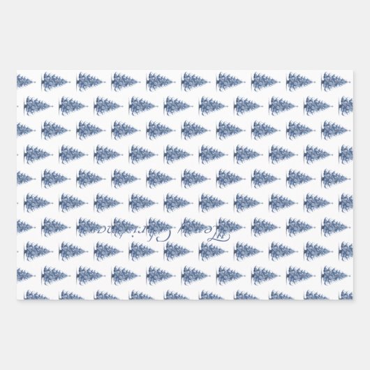 Weihnachtsbaum in Delft Blue Geschenkpapier Set (Vorderseite 2)