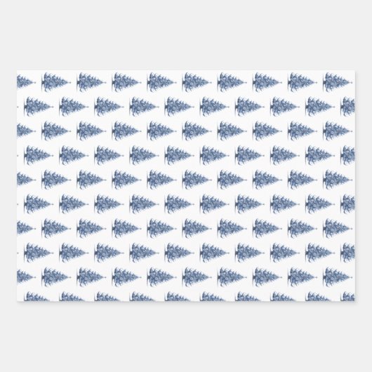 Weihnachtsbaum in Delft Blue Geschenkpapier Set (Vorderseite)