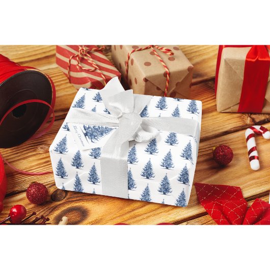 Weihnachtsbaum in Delft Blue Geschenkpapier Set