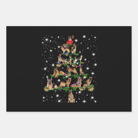 Weihnachtsbaum in Deutschland mit Lichteinfall Geschenkpapier Set (Vorderseite)