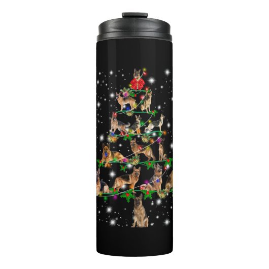 Weihnachtsbaum in Deutschland mit Lichteinfall Thermosbecher (Vorderseite)
