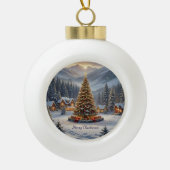 Weihnachtsbaum in einem Bergdorf Keramik Kugel-Ornament (Vorderseite)