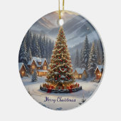 Weihnachtsbaum in einem Bergdorf Keramik Ornament (Links)