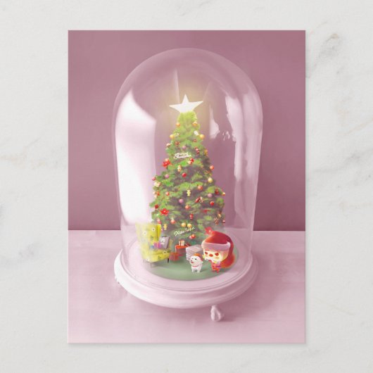 Weihnachtsbaum in einem Glaskuppel Ankündigungspostkarte (Vorderseite)