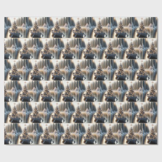 Weihnachtsbaum in einem rustikalen Rowboat Geschenkpapier (Flach)