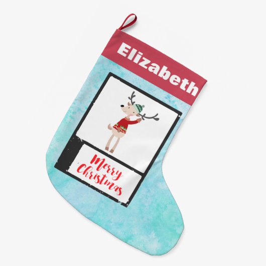 Weihnachtsbaum in einem üppigen Pullover Großer Weihnachtsstrumpf (Vorderansicht (hängend))