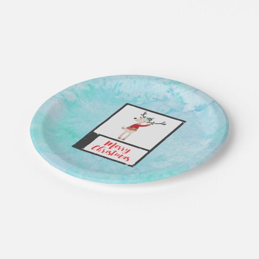 Weihnachtsbaum in einem üppigen Pullover Pappteller (Schrägansicht)