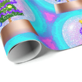 Weihnachtsbaum in farbenfroher Schneeglobe Geschenkpapier (Rolleneckpunkt)