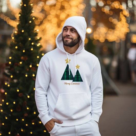 Weihnachtsbaum in Green Kariert Gold Star Hoodie