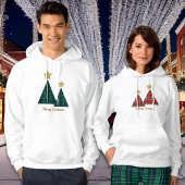 Weihnachtsbaum in Green Kariert Gold Star Hoodie