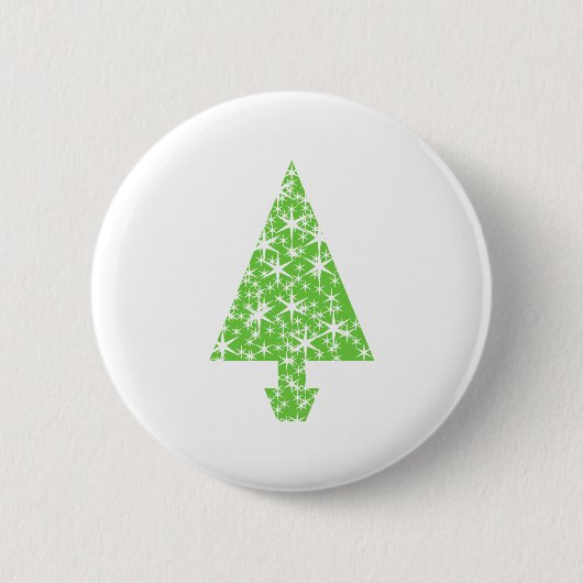Weihnachtsbaum in Grünem und im Weiß Button (Vorderseite)