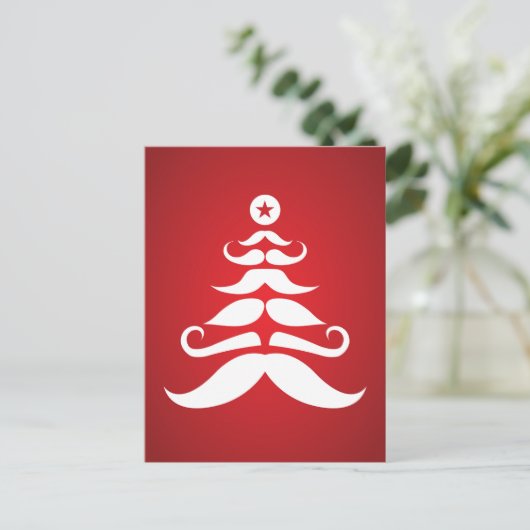 Weihnachtsbaum in Mustache Feiertagspostkarte (Stehend Vorderseite)