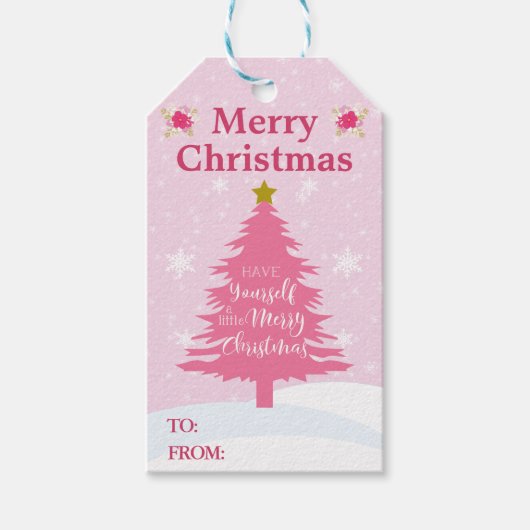 Weihnachtsbaum in Pink Geschenkanhänger (Vorderseite)