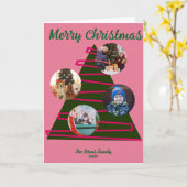 Weihnachtsbaum in Pink und Grün Karte (Gelbe Blume)