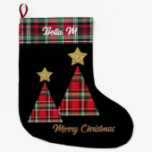 Weihnachtsbaum in Red Kariert Gold Star Großer Weihnachtsstrumpf (Vorderseite)
