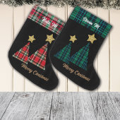 Weihnachtsbaum in Red Kariert Gold Star Großer Weihnachtsstrumpf