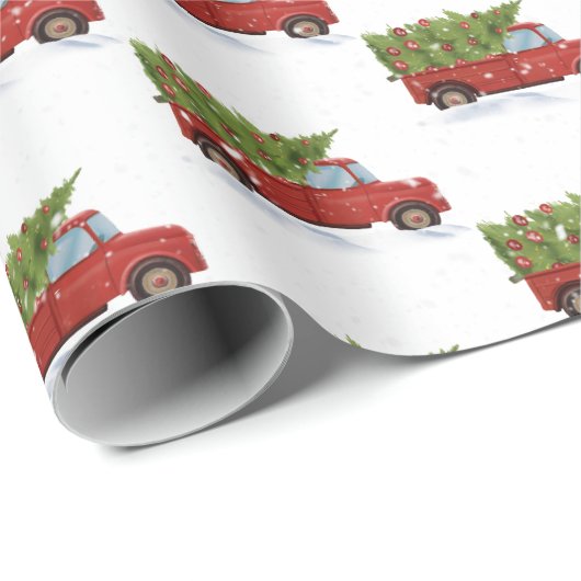 Weihnachtsbaum in Red Truck Geschenkpapier (Rolleneckpunkt)
