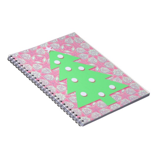 Weihnachtsbaum in Rosa und Grün-Journal Notizblock (Rechte Seite)